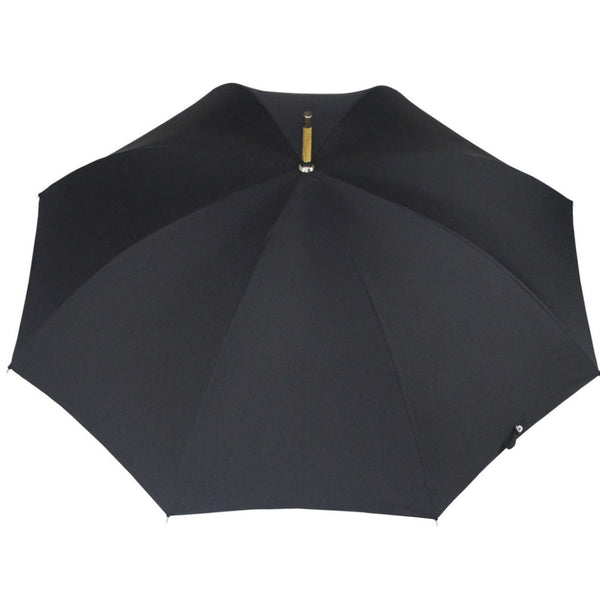  Plain Poly cotton canopy.  Wooden Stick.  Nickel finishes, engraved tip cup.  Whangee handle.  Available in Brown, Navy, Black, Charcoal.   #mrstanford  Height: 92cm